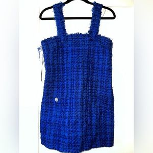 NWT Zara royal blue tweed mini dress. Never worn.